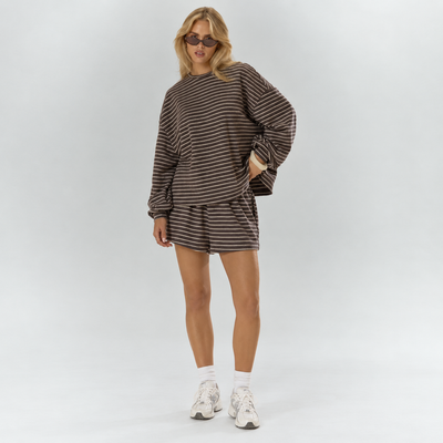 Women's 2-Piece Matching Striped Lounge Shorts Set