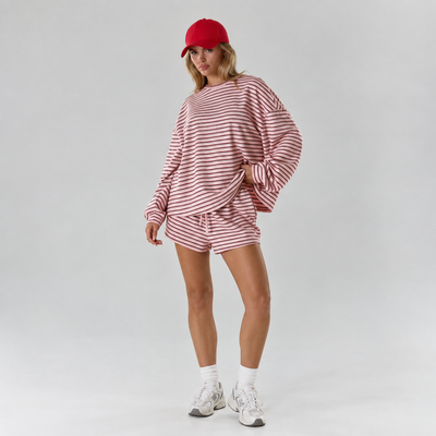 Women's 2-Piece Matching Striped Lounge Shorts Set