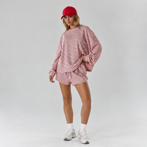Women's 2-Piece Matching Striped Lounge Shorts Set