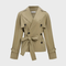 Women's Notch Lapel Double Breasted Waist Tie Trench Coat