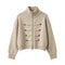 Napoleon Military Style Double Zipper Cropped Knit Cardigan